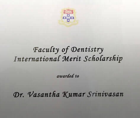 Faculty of Dentistry International Merit Scholarship