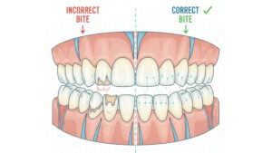 Illustration of correct bite alignment achieved through professional orthodontic treatment