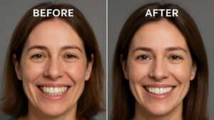 Before and after results of orthodontic treatment