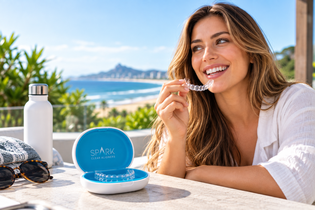 Clear aligner case and Spark Aligners lifestyle on the Sunshine Coast