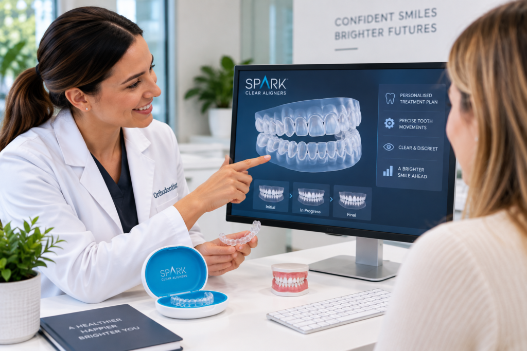 Orthodontist discussing a personalised Spark Aligners treatment plan
